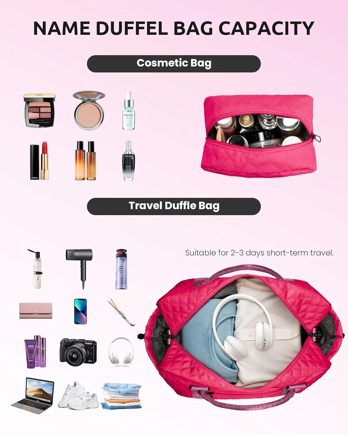 Gifts for Women-Initial Travel Bag with Shoe Compartment, Personalized Weekender Bag, Monogram Overnight Bag for Women, Letter Travel Bag with Makeup Bag (Letter O)