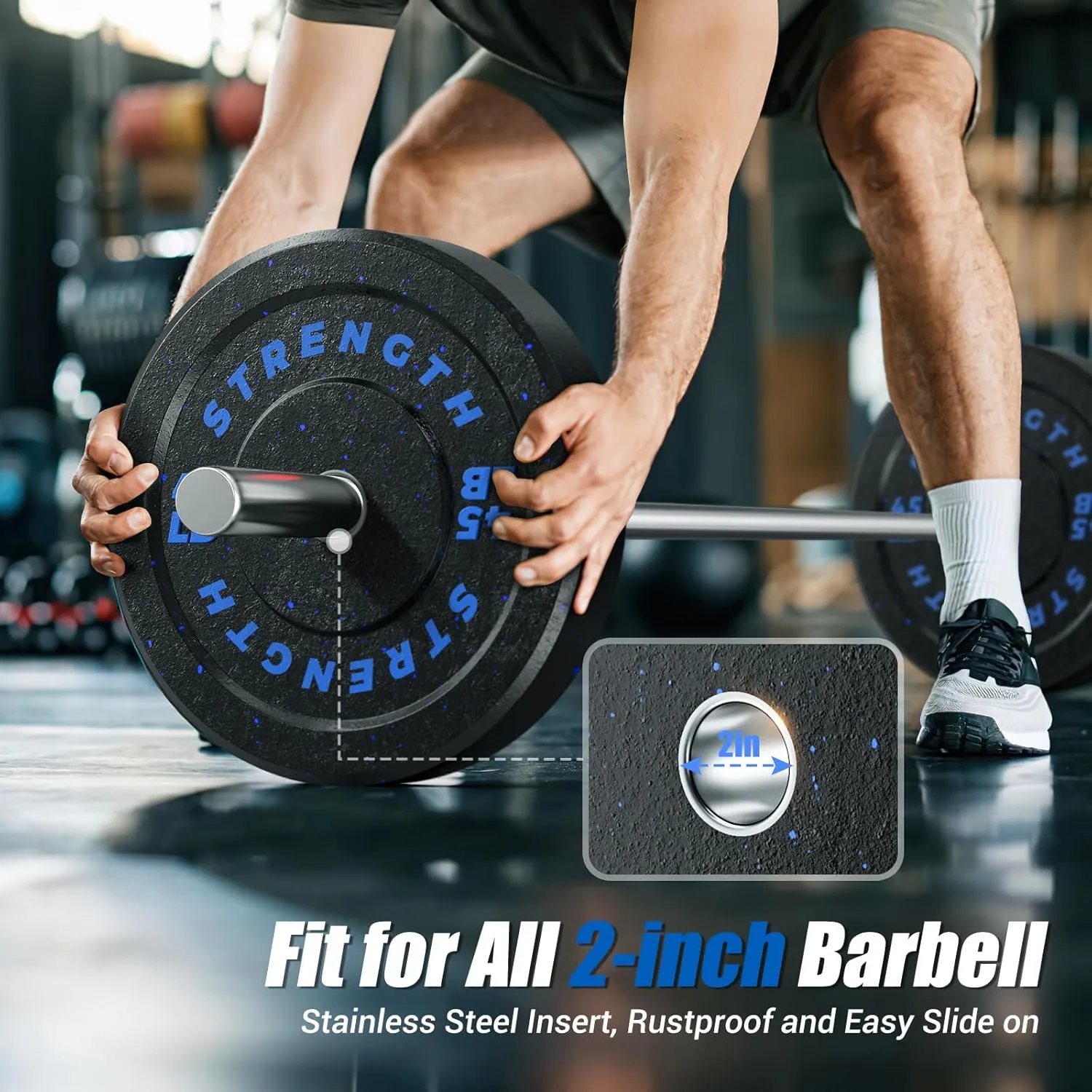 GIKPAL Olympic Bumper Plates Set - 100% Rubber Weight Plates for 2 Inch Barbell Weights - Barbell Plates for Home Gym Free Weights Strength Training, Crushproof & Noise Reduction