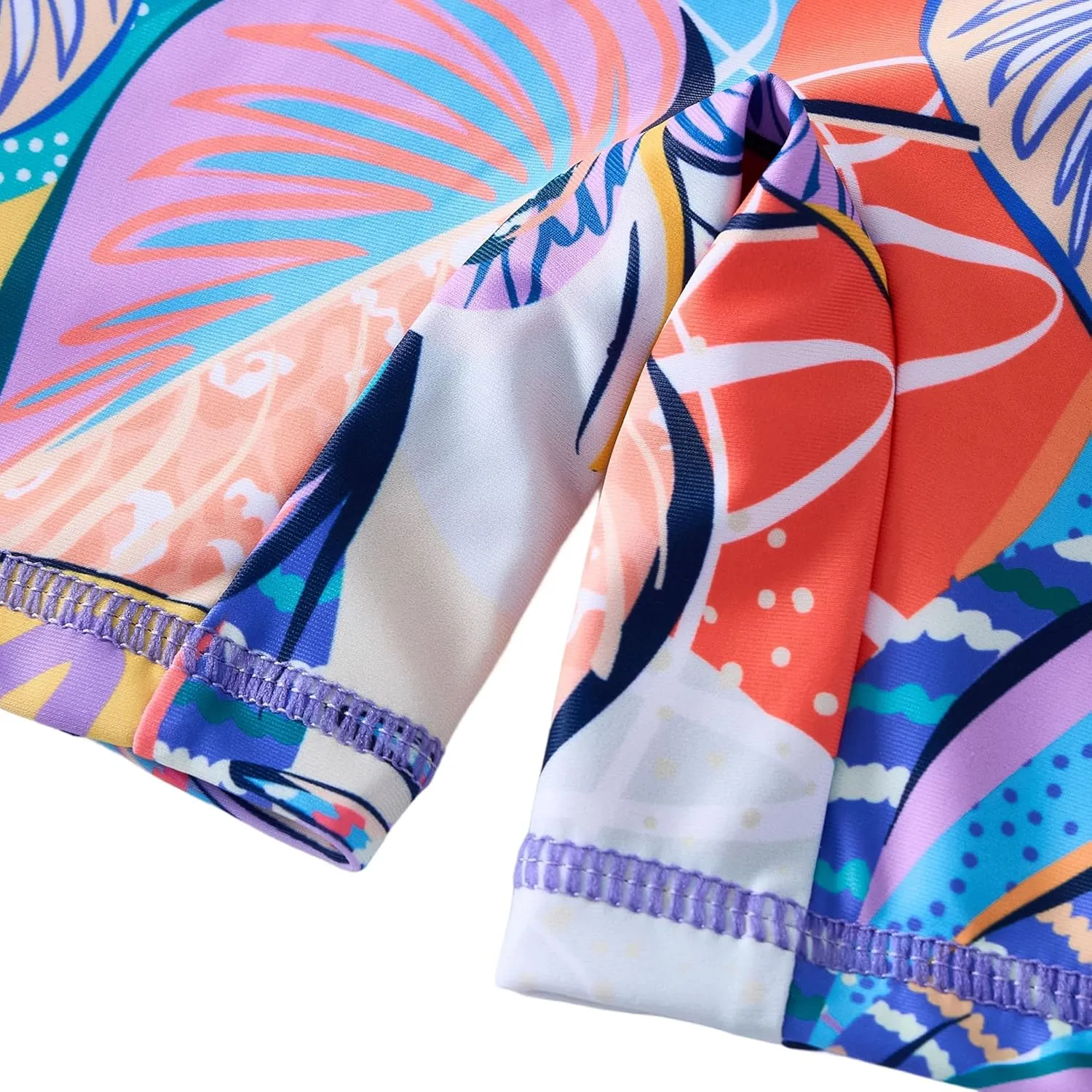 Girls Long Sleeve Rash Guard Swimsuits Zipper Bathing Suits