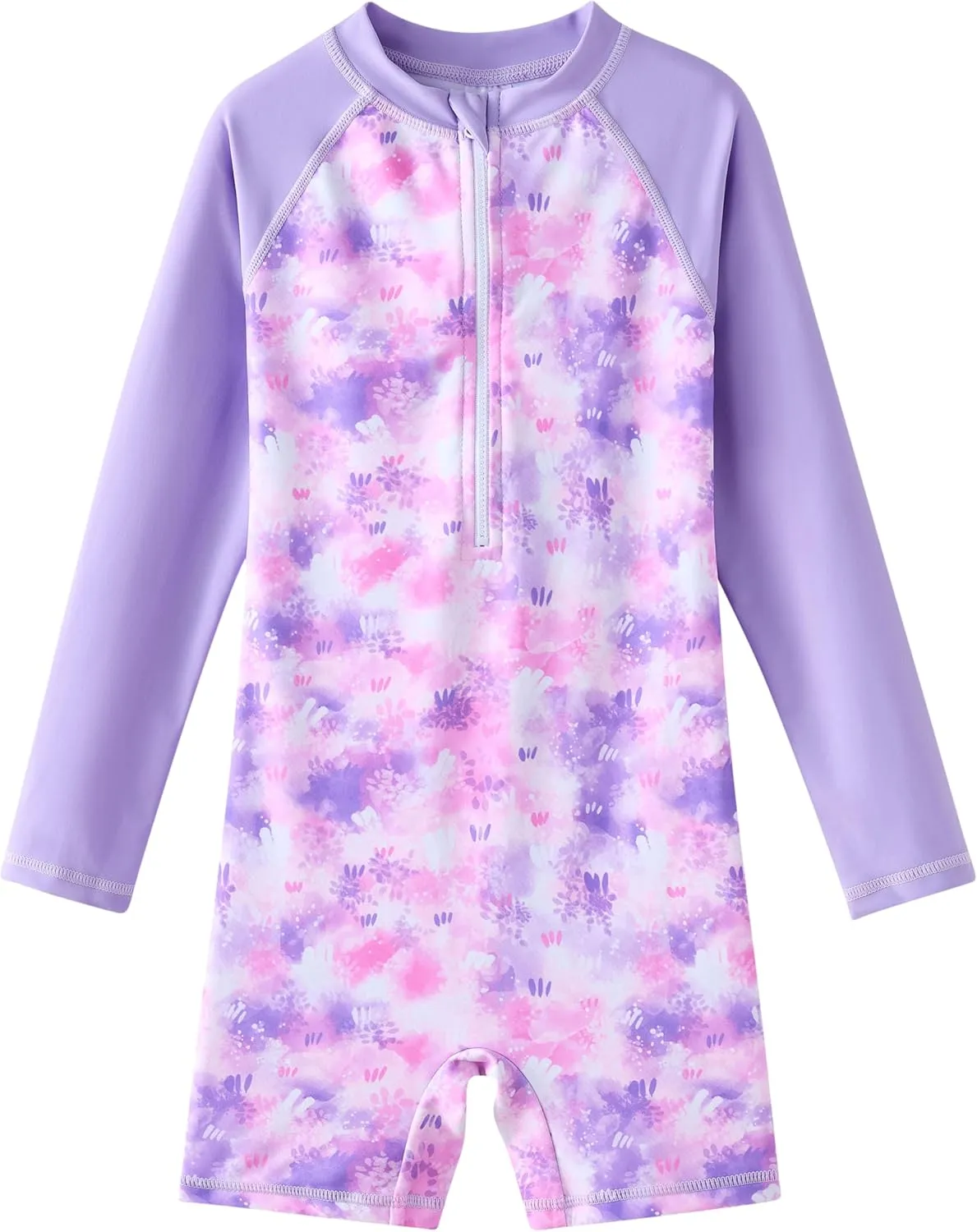 Girls Long Sleeve Rash Guard Swimsuits Zipper Bathing Suits