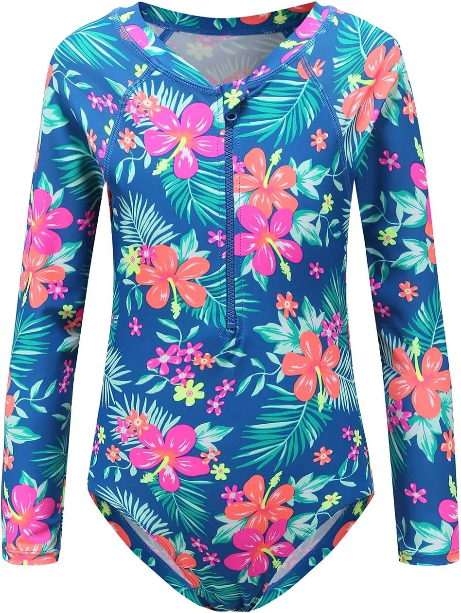 Girls One Piece Swimsuits Hawaiian Ruffle Swimwear Beach Bathing Suit