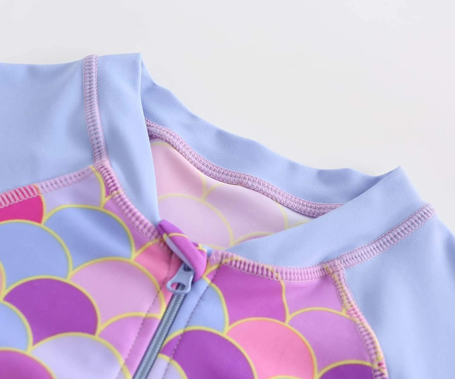 Girls Rash Guard Long Sleeve One Piece Swimsuits Stripes Zipper Bathing Suits UPF 50 /Sun Protection