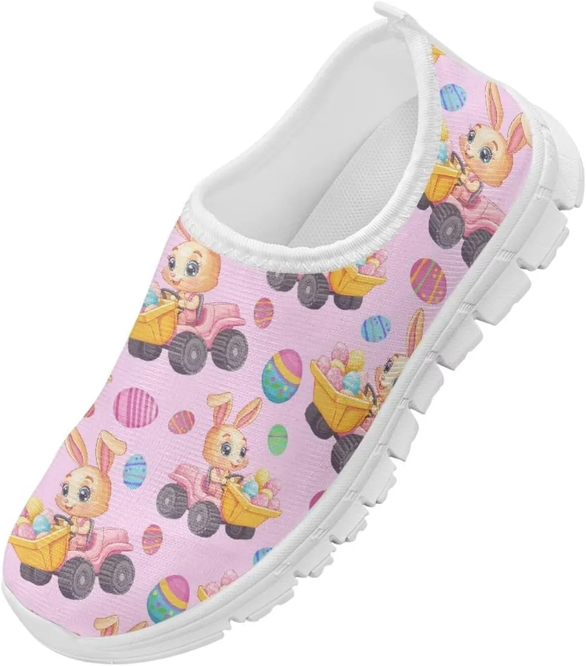 Girls Slip On Sneakers Easter Bunny Shoes for Girls Tennnis Gym Shoes