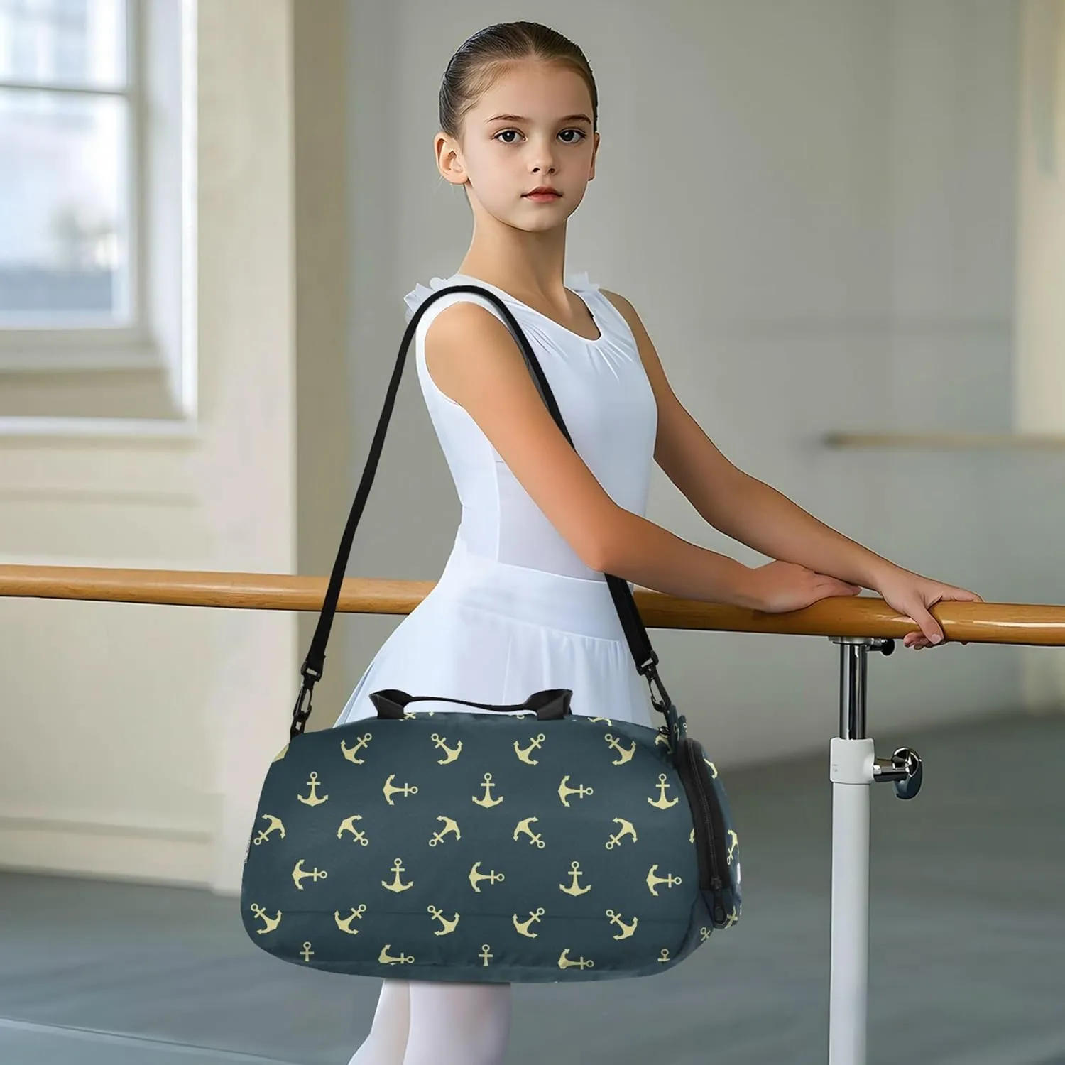 Gold Ocean Navy Blue Duffel Bag with Shoes Compartment Multifunctional Carry On Overnight Bag for Beach Swim Bags Pool Sports
