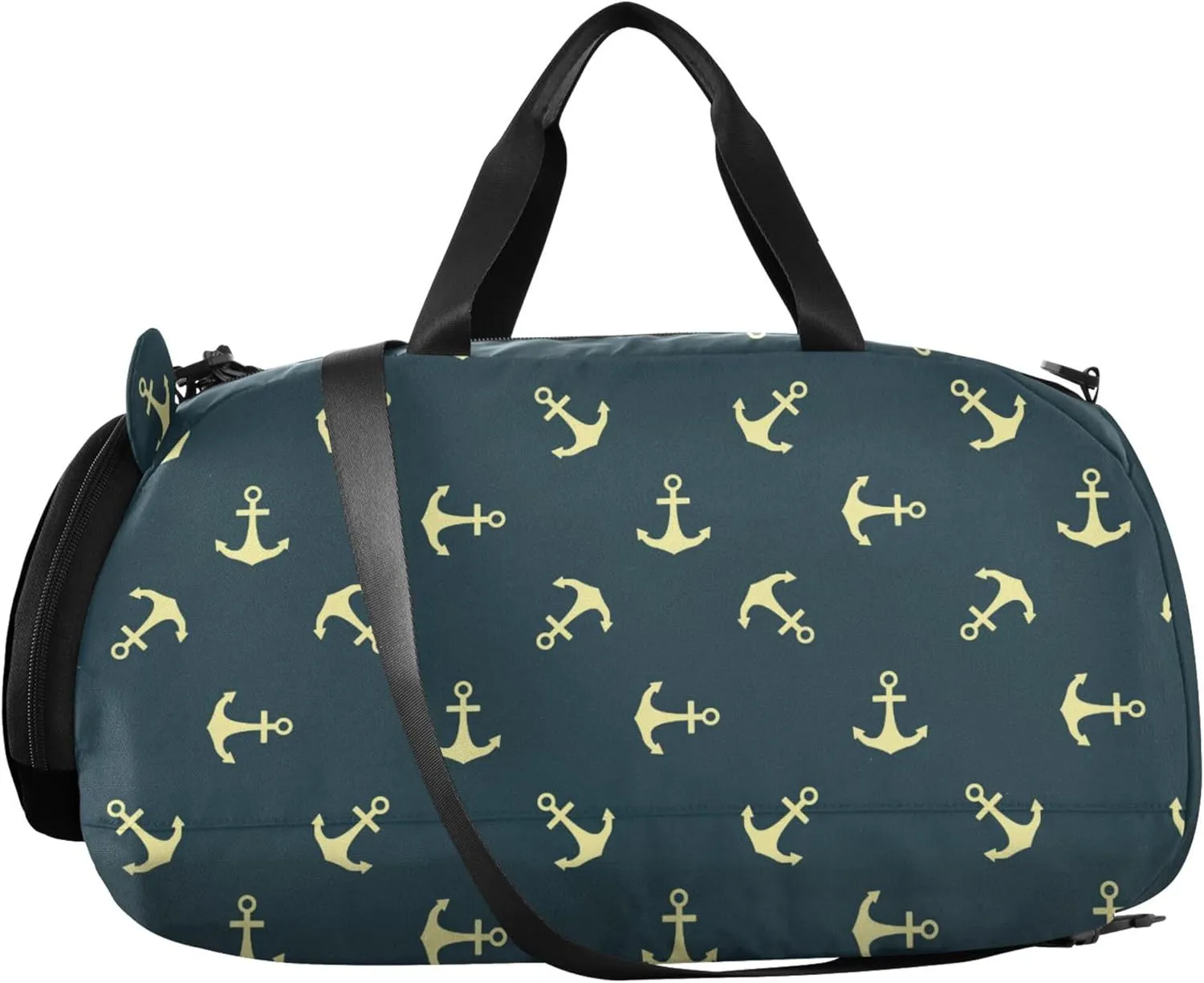 Gold Ocean Navy Blue Duffel Bag with Shoes Compartment Multifunctional Carry On Overnight Bag for Beach Swim Bags Pool Sports