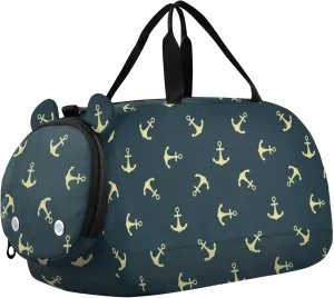 Gold Ocean Navy Blue Duffel Bag with Shoes Compartment Multifunctional Carry On Overnight Bag for Beach Swim Bags Pool Sports