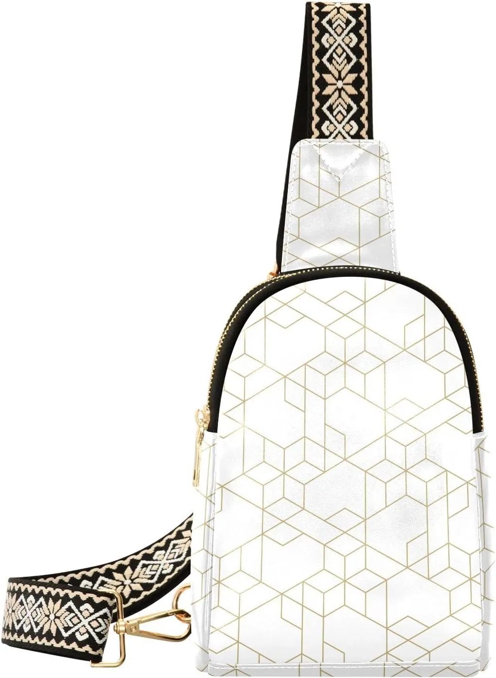 Gold Outline Sling Bag for Women, Leather Crossbody Bag Purses for Women Anti Theft Sling Bag Fanny Packs
