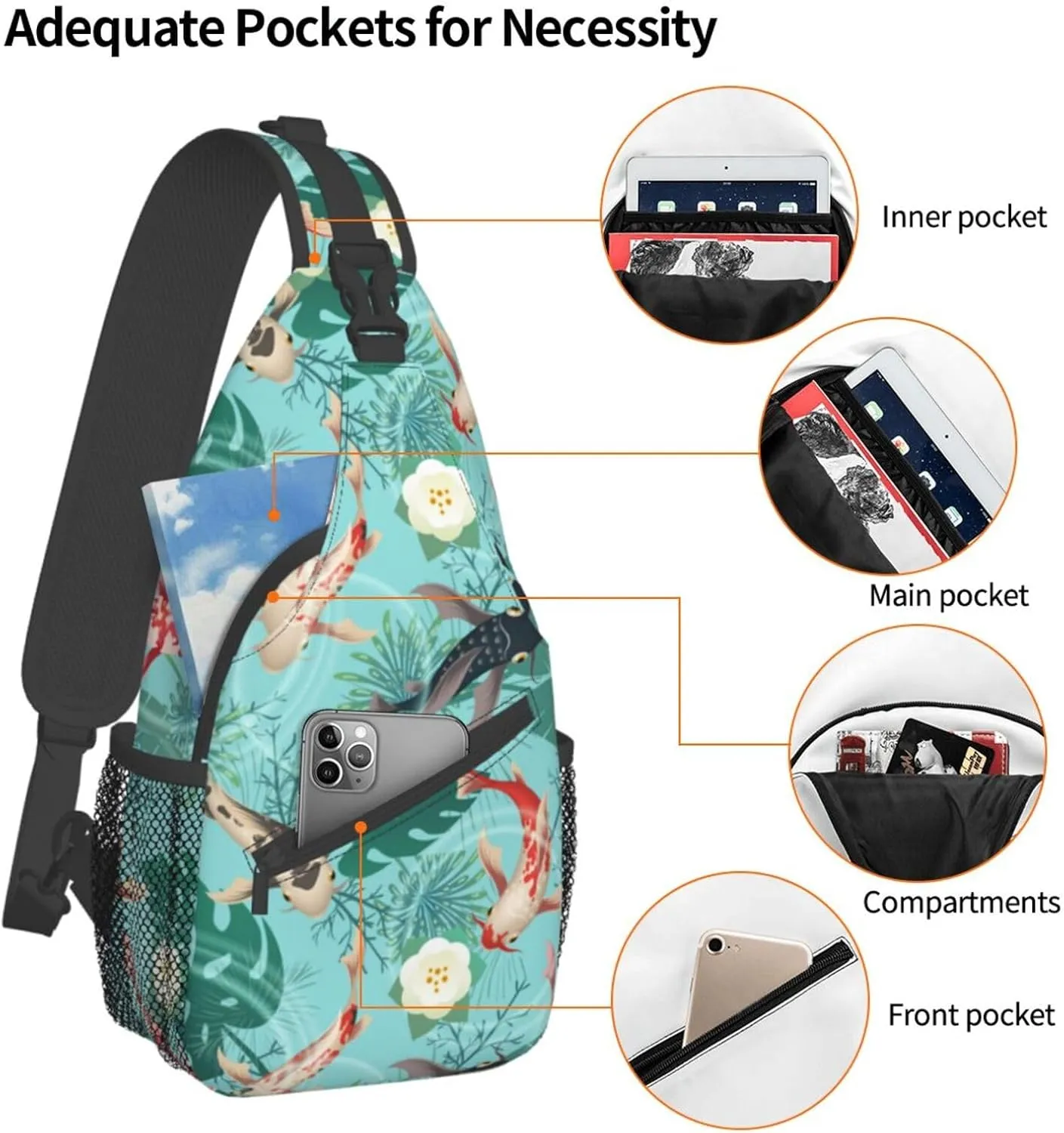 Goldfish Crossbody Bag Fish Shoulder Bag Backpack Cute Sling Bag Funny Chest Casual Daypack for Outdoor