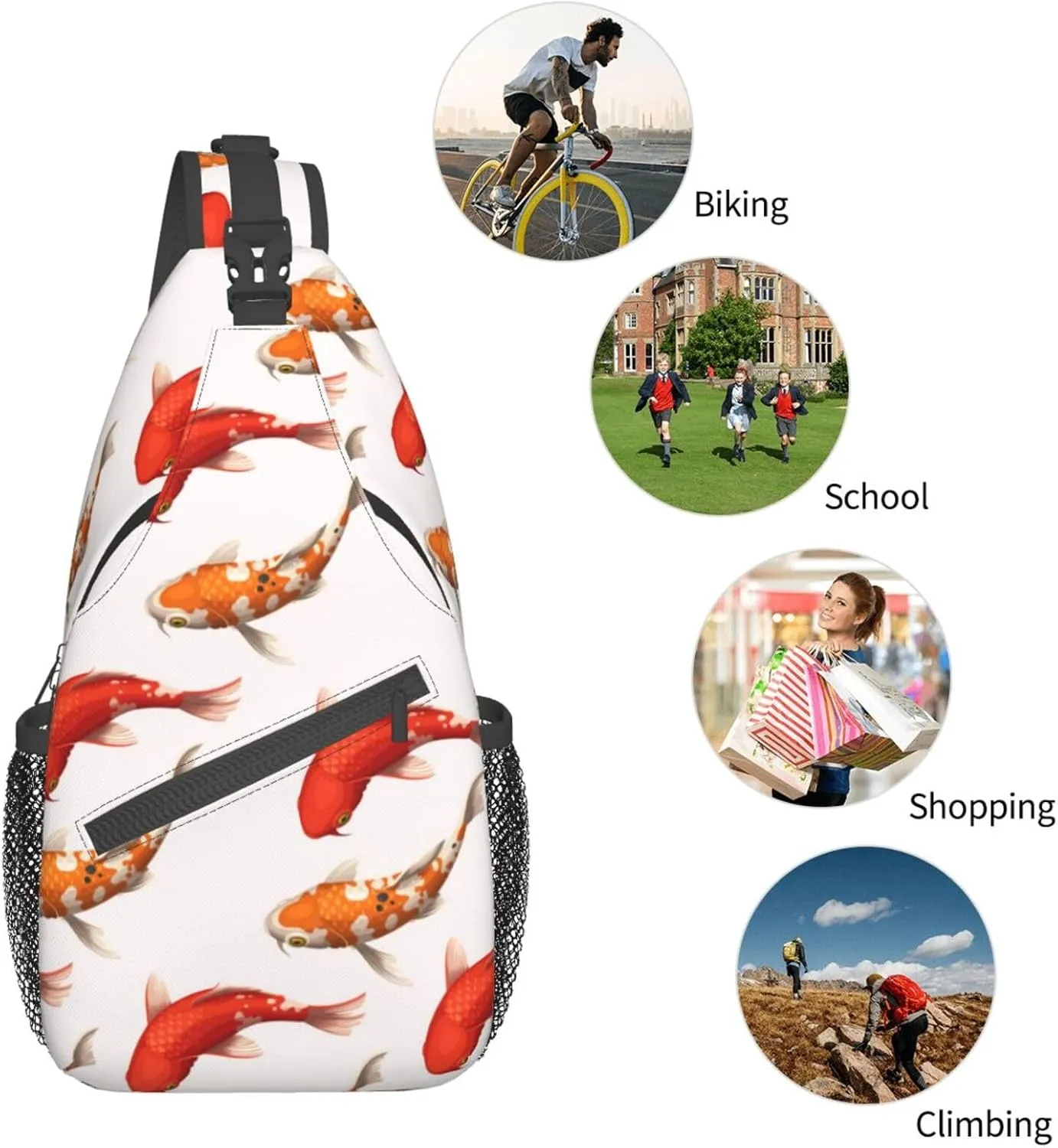Goldfish Crossbody Bag Fish Shoulder Bag Backpack Cute Sling Bag Funny Chest Casual Daypack for Outdoor