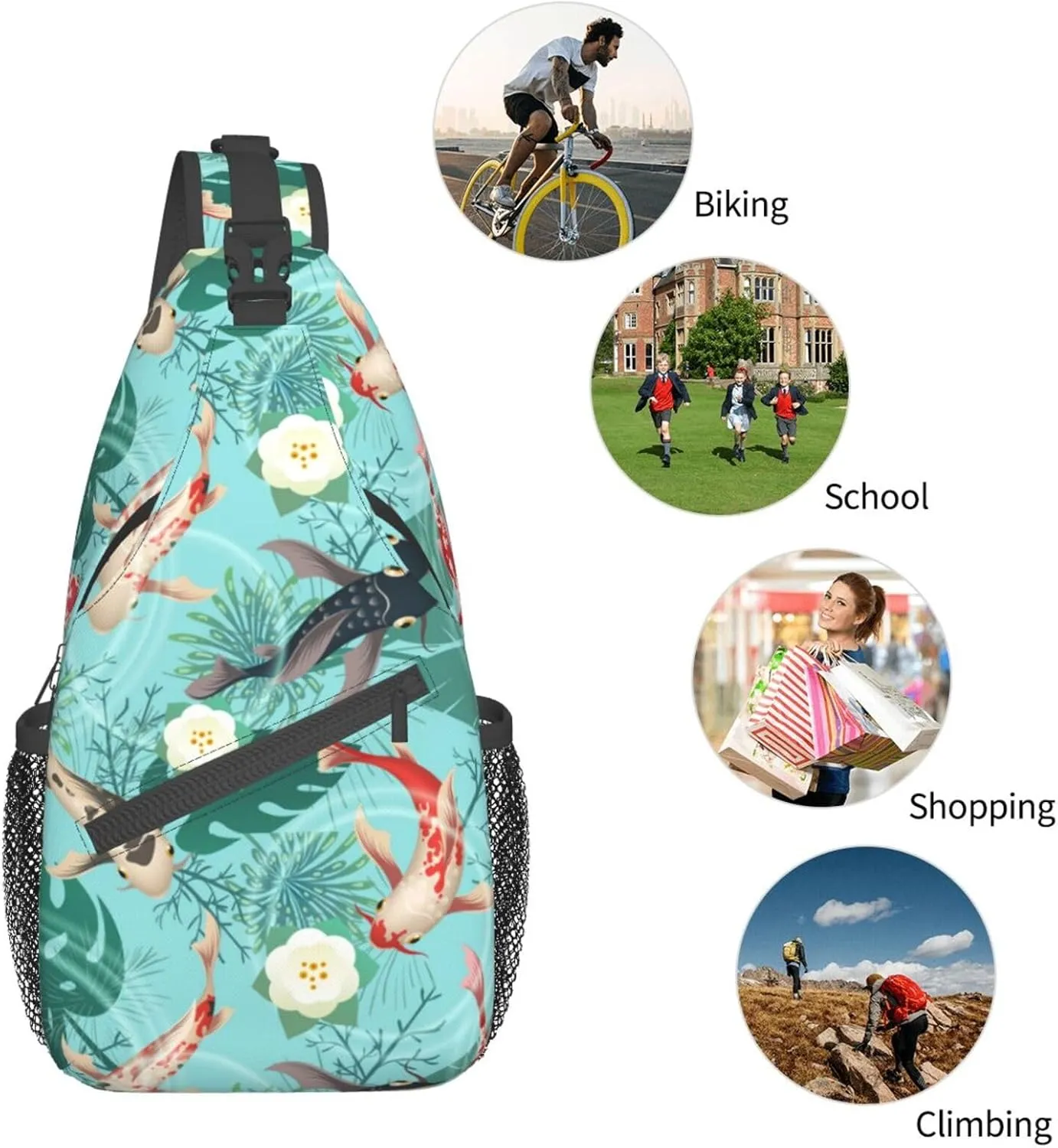 Goldfish Crossbody Bag Fish Shoulder Bag Backpack Cute Sling Bag Funny Chest Casual Daypack for Outdoor