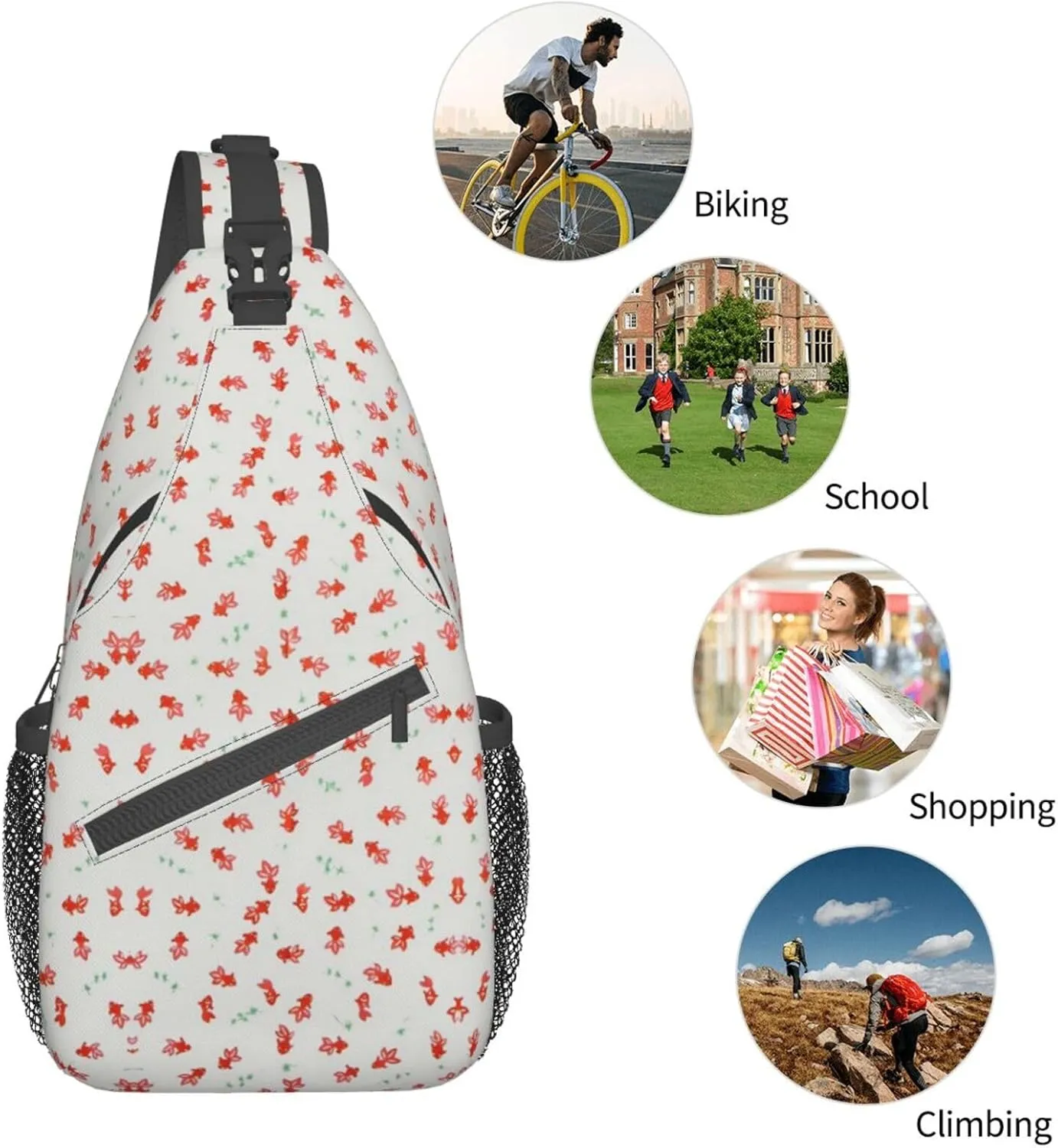 Goldfish Crossbody Bag Fish Shoulder Bag Backpack Cute Sling Bag Funny Chest Casual Daypack for Outdoor