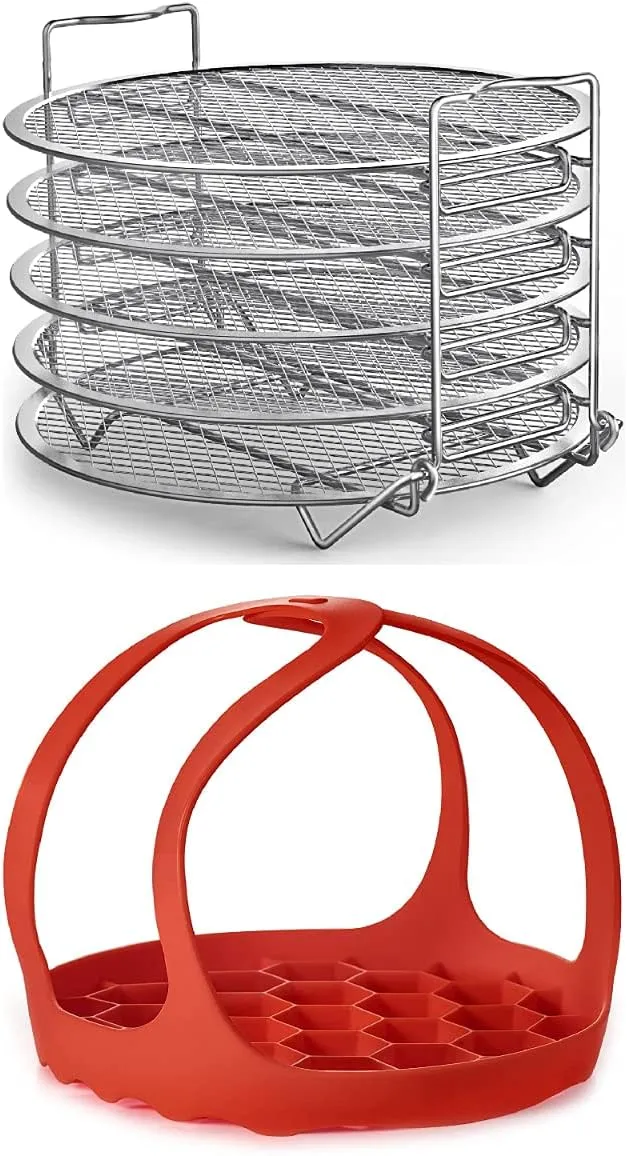 Goldlion Accessories for Ninja Foodi 6.5 and 8 Qt, Instant Pot 8 Qt, Dehydrator Rack and Silicone Sling