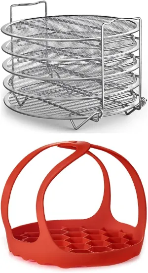 Goldlion Accessories for Ninja Foodi 6.5 and 8 Qt, Instant Pot 8 Qt, Dehydrator Rack and Silicone Sling