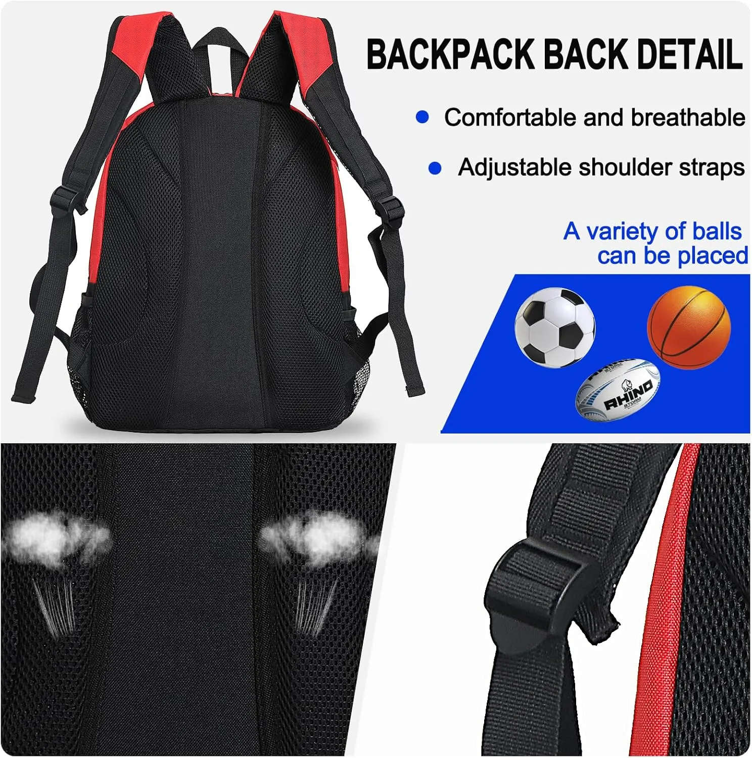Goloni Youth Soccer Bag,Basketball Bag with Ball Compartment & Shoe Compartment,Backpack for Football Volleyball Basketball