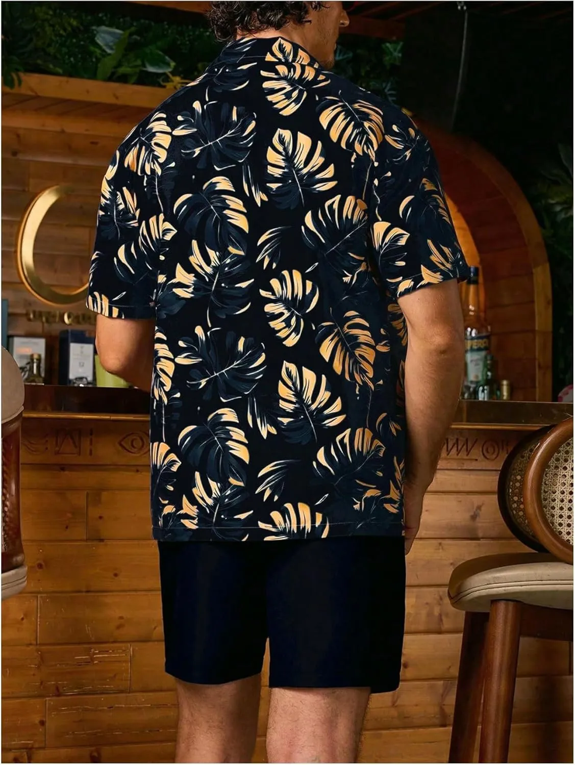 GORGLITTER Men's 2 Piece Vacation Beach Outfits Floral Button Down Shirt and Shorts Cruise Attire Sets