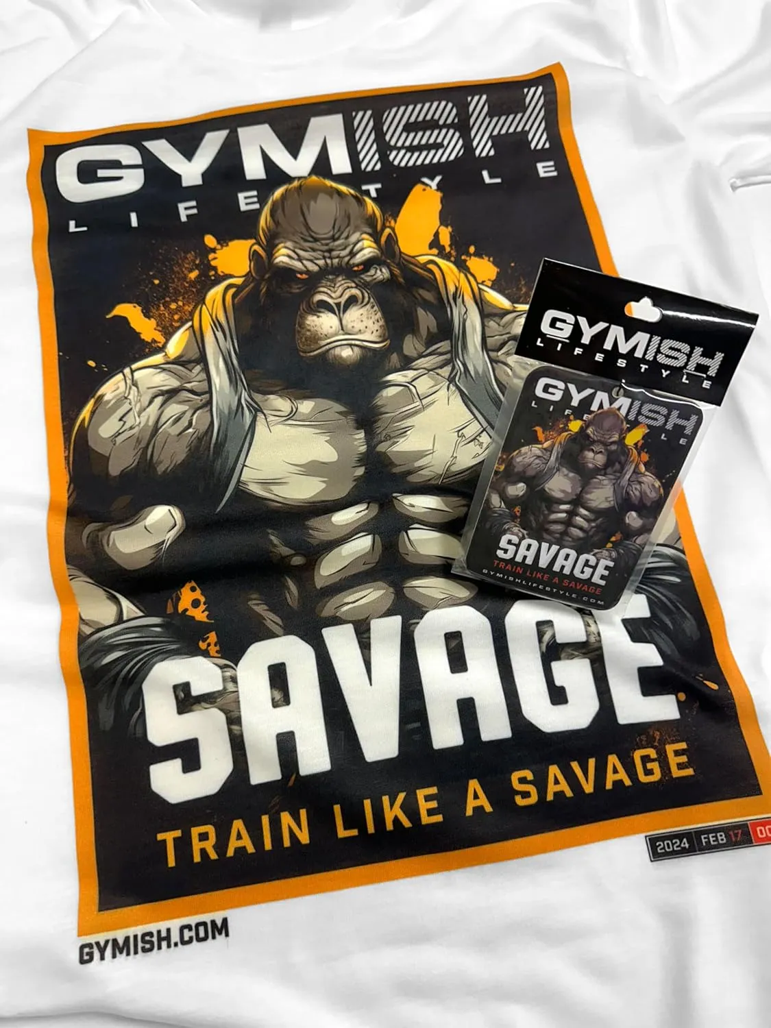 Gorilla Savage Workout Gym T-Shirt for Men with Air Freshener Gift Set