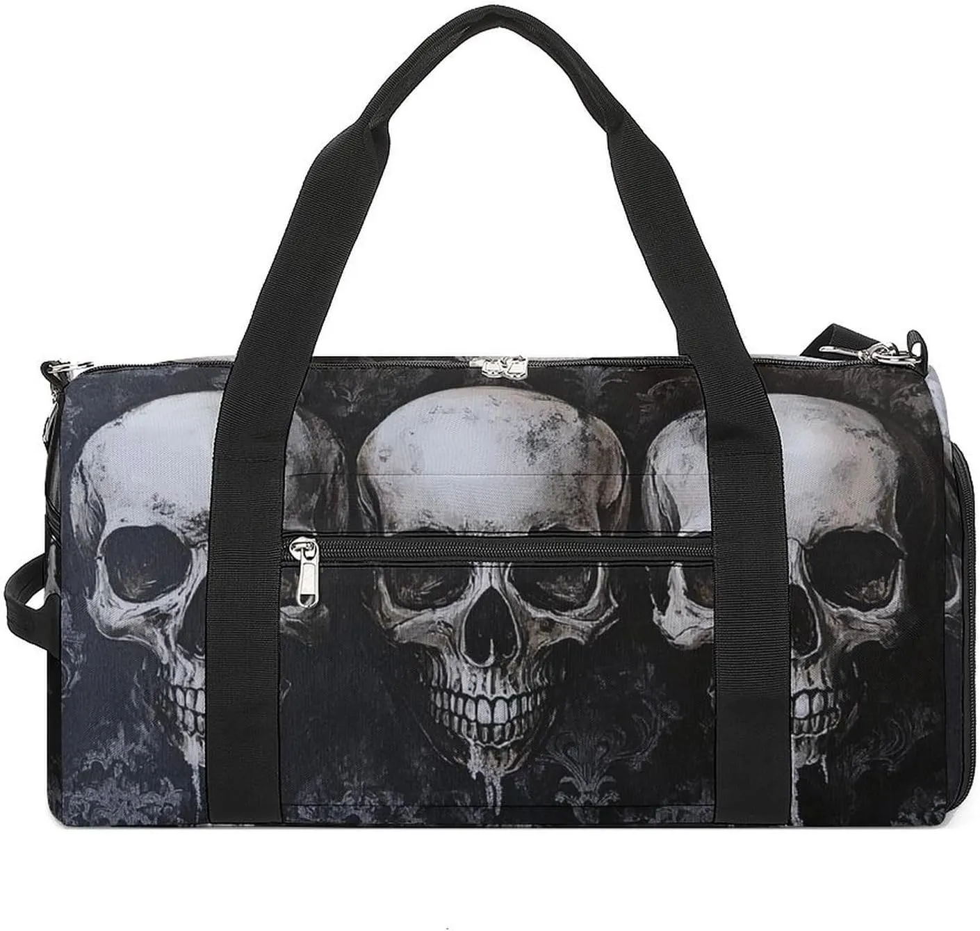 Gothic Style of Skulls Fitness Large Gym Bag for Unisex with Shoe Compartment & Wet Pocket