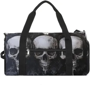 Gothic Style of Skulls Fitness Large Gym Bag for Unisex with Shoe Compartment & Wet Pocket