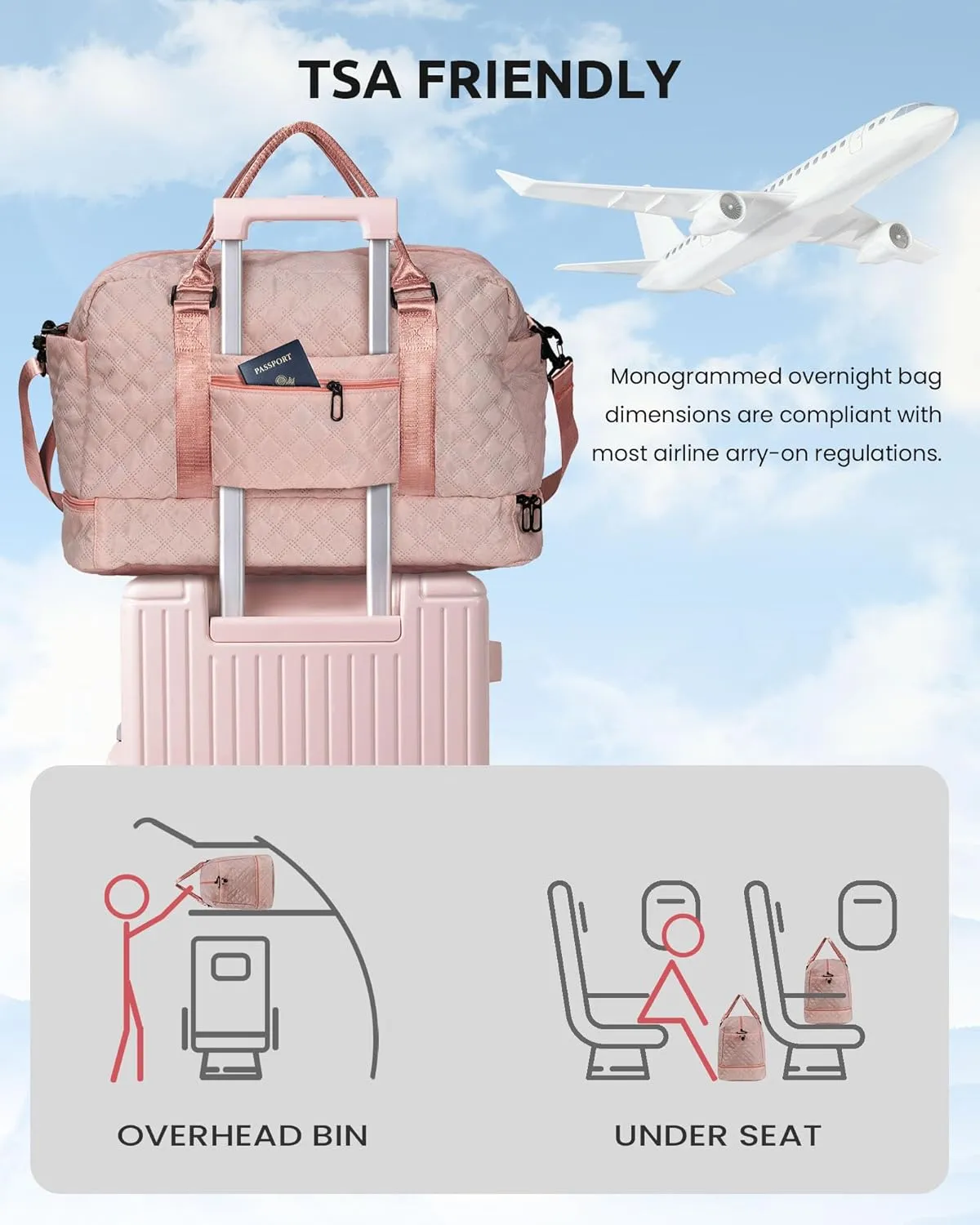 Graduate Gifts for Her-Girls Duffle Bag with Shoe Compartment, Kids Weekender Bags, Overnight Bag with Makeup Pouch, Gifts for 10 11 12 13 14 15 16 Year Old Kid-Graduation Present (Letter K)