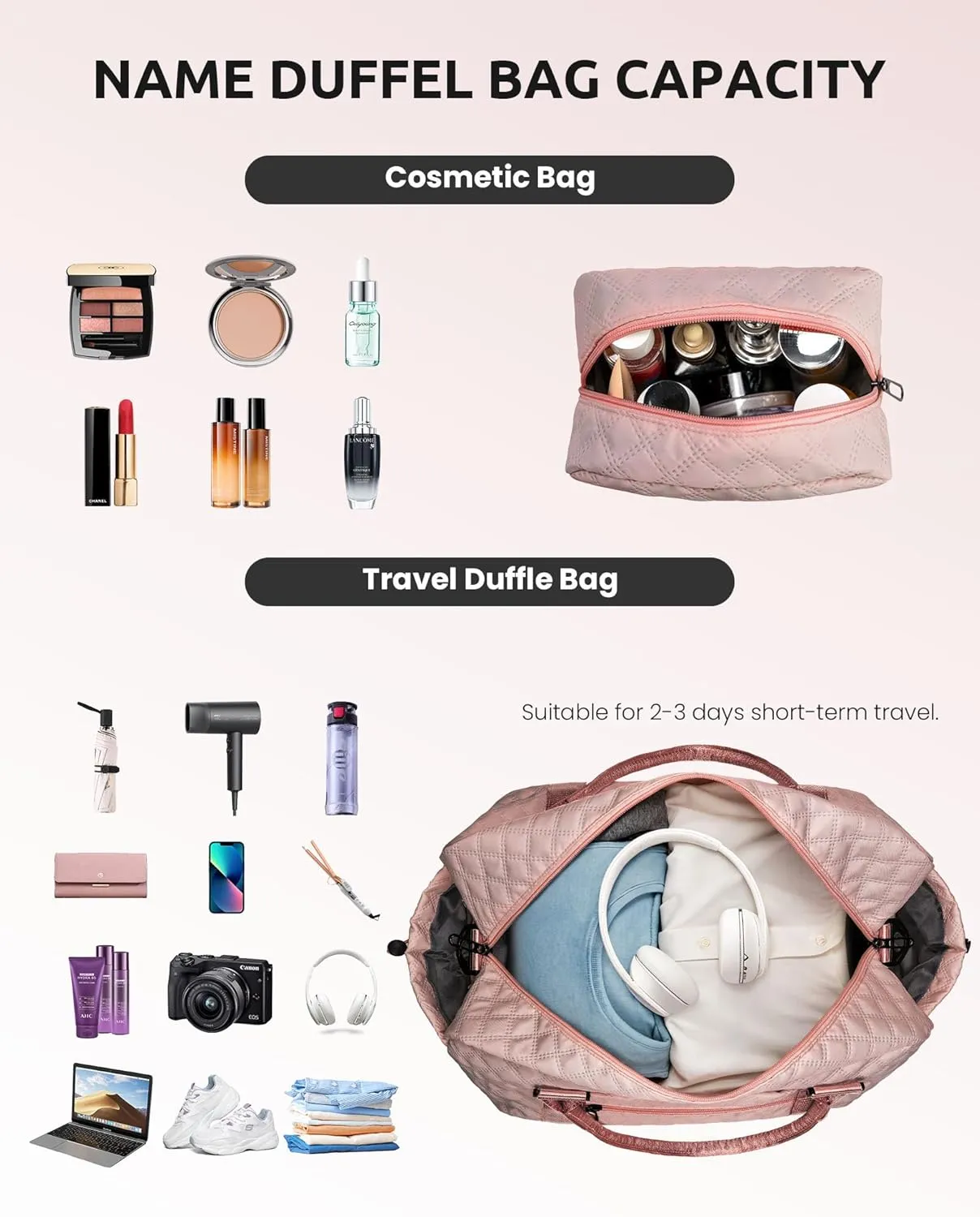 Graduate Gifts for Her-Girls Duffle Bag with Shoe Compartment, Kids Weekender Bags, Overnight Bag with Makeup Pouch, Gifts for 10 11 12 13 14 15 16 Year Old Kid-Graduation Present (Letter K)