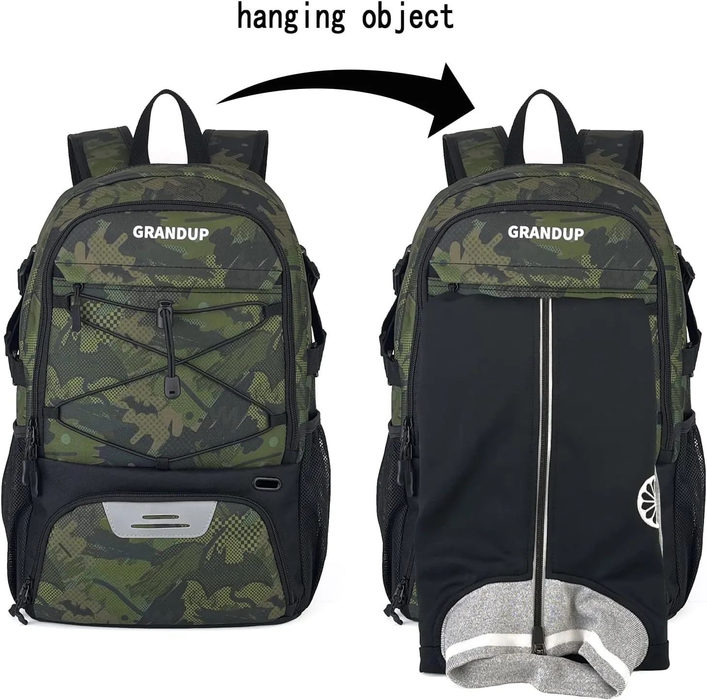 GRANDUP Basketball backpack with ball and shoes compartment Fit Volleyball, soccer, Swim, Gym, Travel, and School, large capacity sports training equipment bags