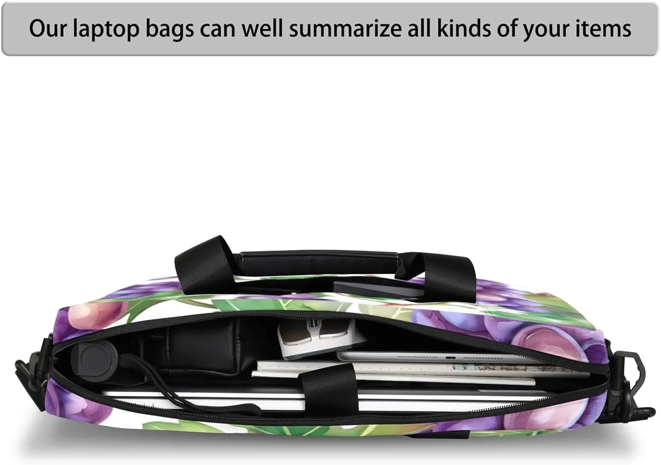 Grape Laptop Sleeve Case 14 15 15.6 inch, Grape Laptop Briefcase Shoulder Bag Waterproof Travel Computer Cover Carrying Bags