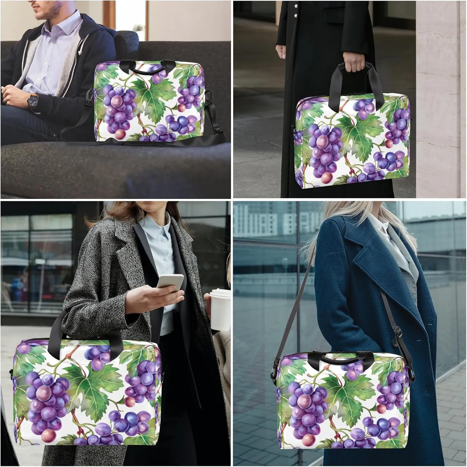 Grape Laptop Sleeve Case 14 15 15.6 inch, Grape Laptop Briefcase Shoulder Bag Waterproof Travel Computer Cover Carrying Bags