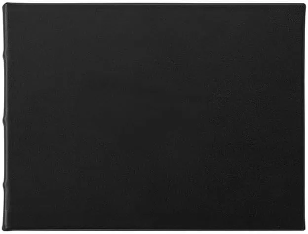 Graphic Image Elegant Black Nappa Leather Blank-Cover Guest Registry Book (r) -