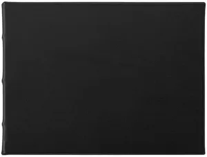 Graphic Image Elegant Black Nappa Leather Blank-Cover Guest Registry Book (r) -