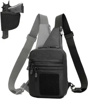 Gun Bag for Handguns, Tactical Sling Bag for Men CCW Shoulder Crossbody Bag Chest Pack Range Bags with Holster