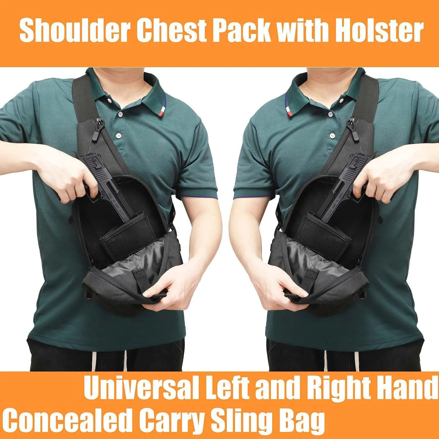 Gun Bag for Handguns, Tactical Sling Bag for Men CCW Shoulder Crossbody Bag Chest Pack Range Bags with Holster