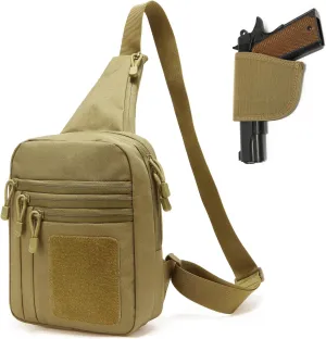 Gun Bag for Handguns, Tactical Sling Bag for Men CCW Shoulder Crossbody Bag Chest Pack Range Bags with Holster