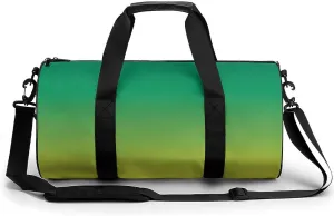 Gym Bag 17in for Men Women, Waterproof Foldable Sports Organizer, Durable Workout Travel Duffle Bag, Jade Green And Bright Yellow - 1381