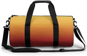 Gym Bag 17in for Men Women, Waterproof Foldable Sports Organizer, Durable Workout Travel Duffle Bag, Warm Horizon Glow-1600