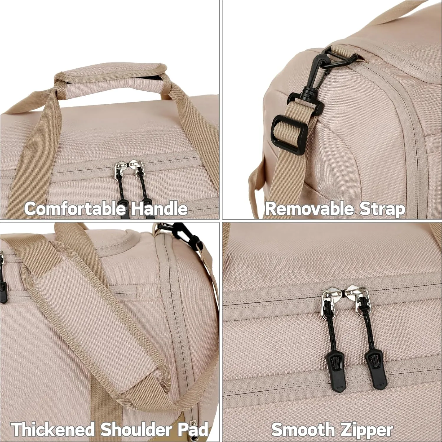 Gym Bag for Men Women, Large Sports Travel Duffle Bag with Wet Pocket & Shoe Compartment, 35L Waterproof Lightweight Carry On Overnight Weekender Bag for Workout, Fitness, Business - Beige