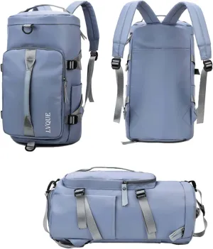 Gym Bag For Men Women, Sports Duffle Bag With Shoe Compartment & Wet Pocket, Tote And Backpack Double Design, Weekender Overnight Bags For Yoga Travel Swimming Camping (Blue)