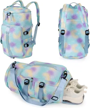 Gym Bag for Women Girls Sports Duffle Bag with Shoe Compartment Lightweight Travel Backpack Workout Bag Multiple Pockets (Cyan)