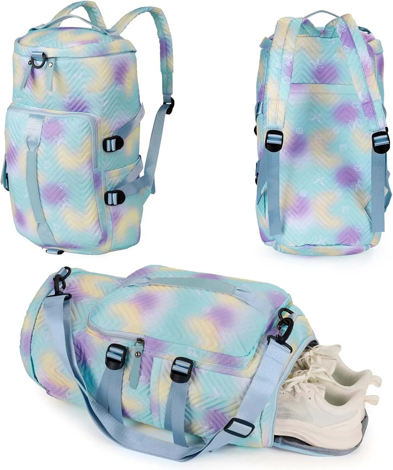 Gym Bag for Women Girls Sports Duffle Bag with Shoe Compartment Lightweight Travel Backpack Workout Bag Multiple Pockets (Cyan)