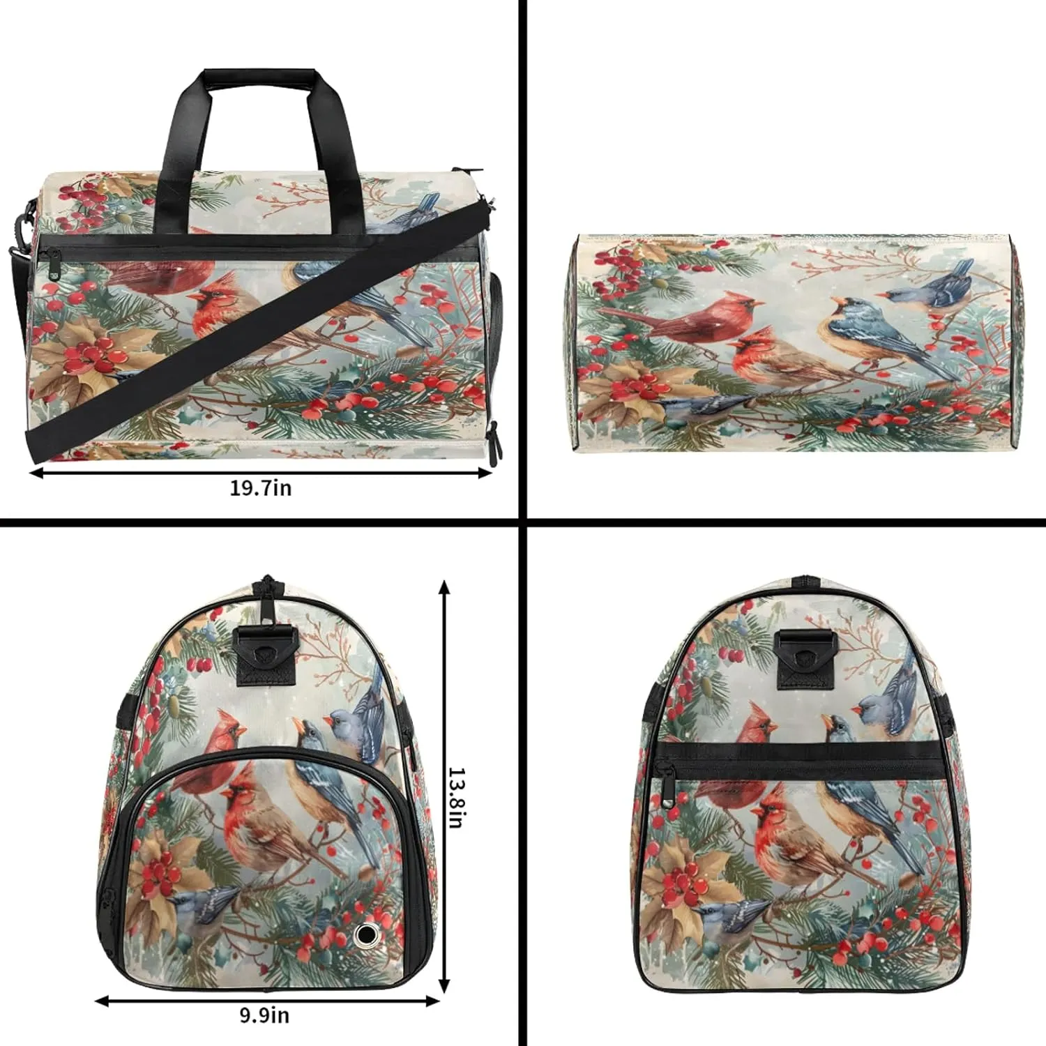 Gym Bag for Women Men Animal Bird Flower Travel Duffle Bag with Shoe Compartment Waterproof Sports Tote Bags Large Overnight Weekender Bags for Travel Swimming Gym Yoga Dance