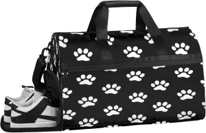 Gym Bag for Women Men Animal Cute Paw Print Travel Duffle Bag with Shoe Compartment Waterproof Sports Tote Bags Large Overnight Weekender Bags for Travel Swimming Gym Yoga Dance
