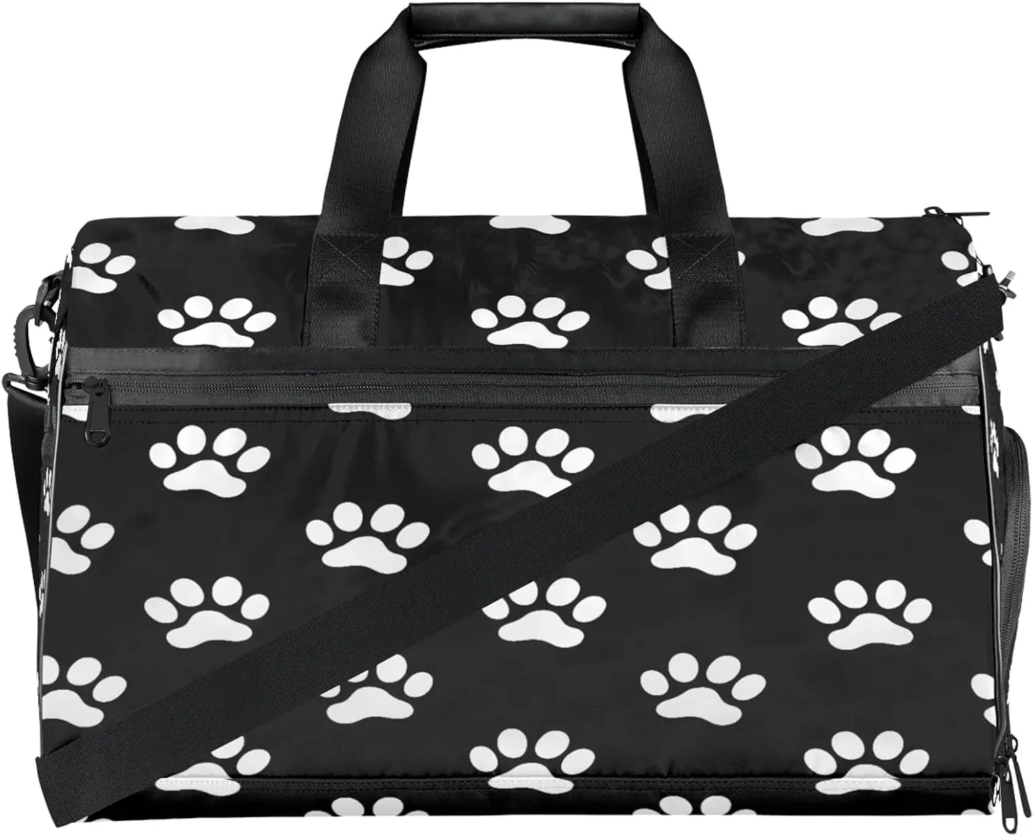 Gym Bag for Women Men Animal Cute Paw Print Travel Duffle Bag with Shoe Compartment Waterproof Sports Tote Bags Large Overnight Weekender Bags for Travel Swimming Gym Yoga Dance