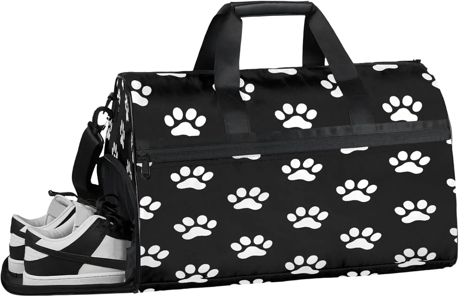 Gym Bag for Women Men Animal Cute Paw Print Travel Duffle Bag with Shoe Compartment Waterproof Sports Tote Bags Large Overnight Weekender Bags for Travel Swimming Gym Yoga Dance