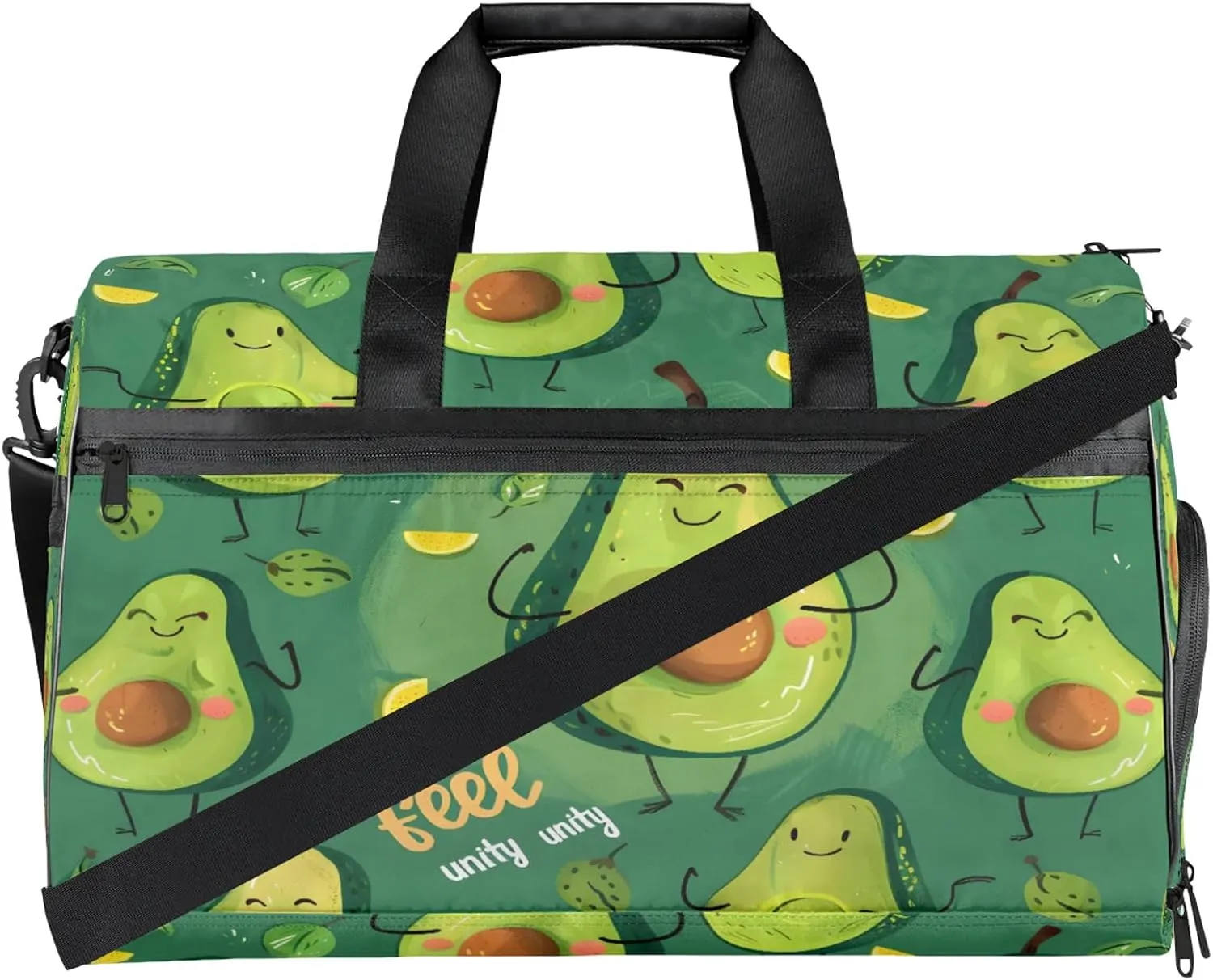 Gym Bag for Women Men Fruit Cute Cartoon Kiwifruit Travel Duffle Bag with Shoe Compartment Waterproof Sports Tote Bags Large Overnight Weekender Bags for Travel Swimming Gym Yoga Dance