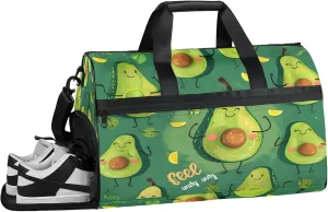 Gym Bag for Women Men Fruit Cute Cartoon Kiwifruit Travel Duffle Bag with Shoe Compartment Waterproof Sports Tote Bags Large Overnight Weekender Bags for Travel Swimming Gym Yoga Dance