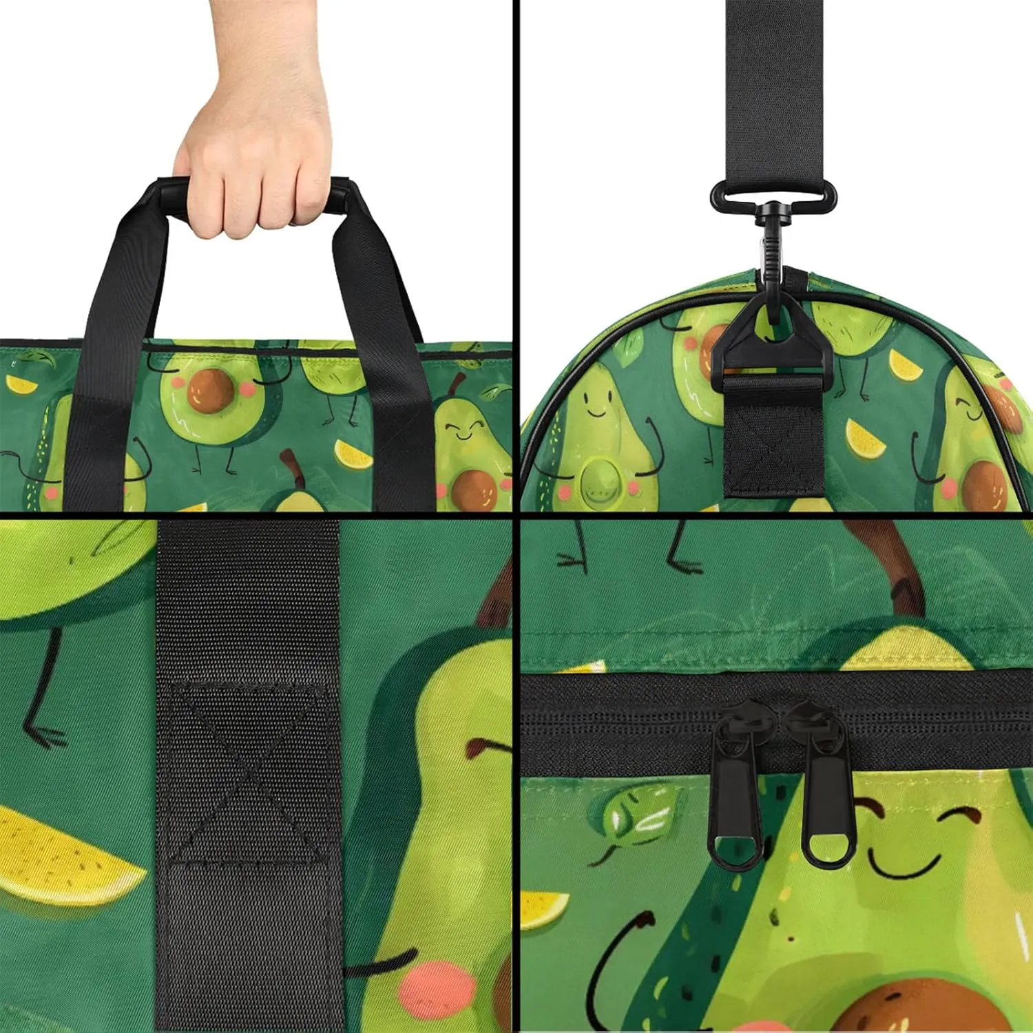 Gym Bag for Women Men Fruit Cute Cartoon Kiwifruit Travel Duffle Bag with Shoe Compartment Waterproof Sports Tote Bags Large Overnight Weekender Bags for Travel Swimming Gym Yoga Dance