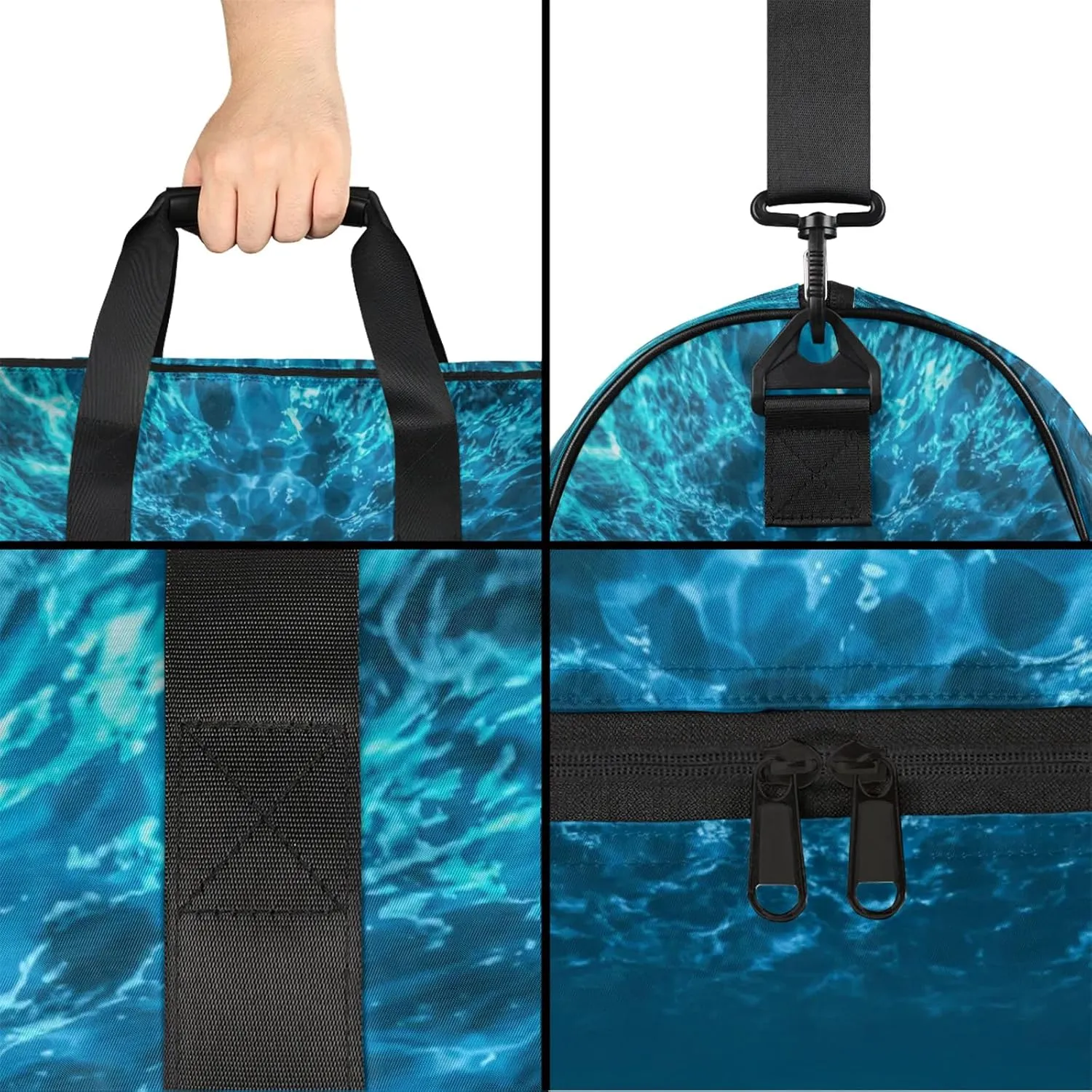 Gym Bag for Women Men Ocean Blue Seabed Travel Duffle Bag with Shoe Compartment Waterproof Sports Tote Bags Large Overnight Weekender Bags for Travel Swimming Gym Yoga Dance