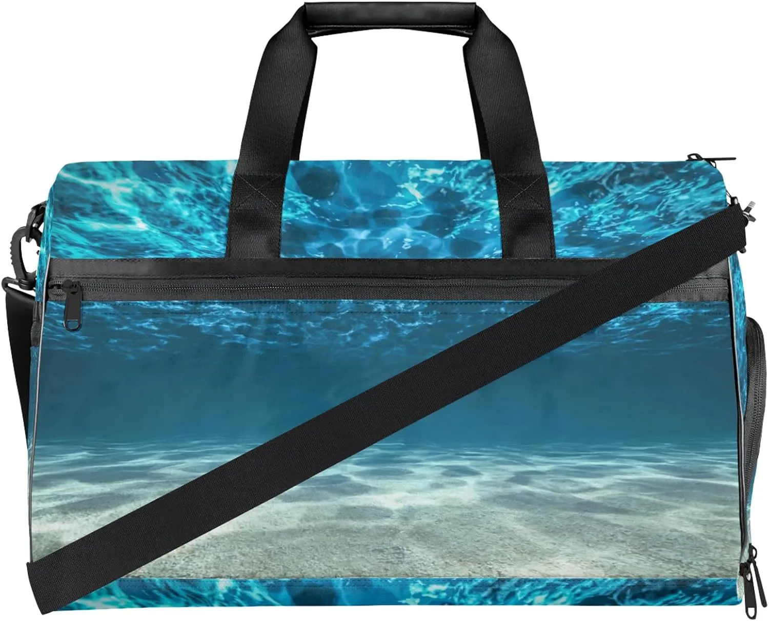Gym Bag for Women Men Ocean Blue Seabed Travel Duffle Bag with Shoe Compartment Waterproof Sports Tote Bags Large Overnight Weekender Bags for Travel Swimming Gym Yoga Dance