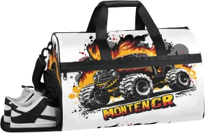 Gym Bag for Women Men Truck Abstract Fire Travel Duffle Bag with Shoe Compartment Waterproof Sports Tote Bags Large Overnight Weekender Bags for Travel Swimming Gym Yoga Dance