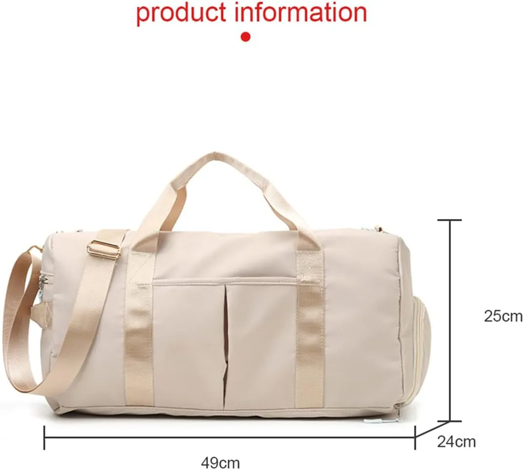 Gym Bag Wet and Dry Sport Bags with Shoe Compartment Travel Bag Waterproof Cute Gym Bag for Women and Men Training Tote Yoga Bag(Beige)