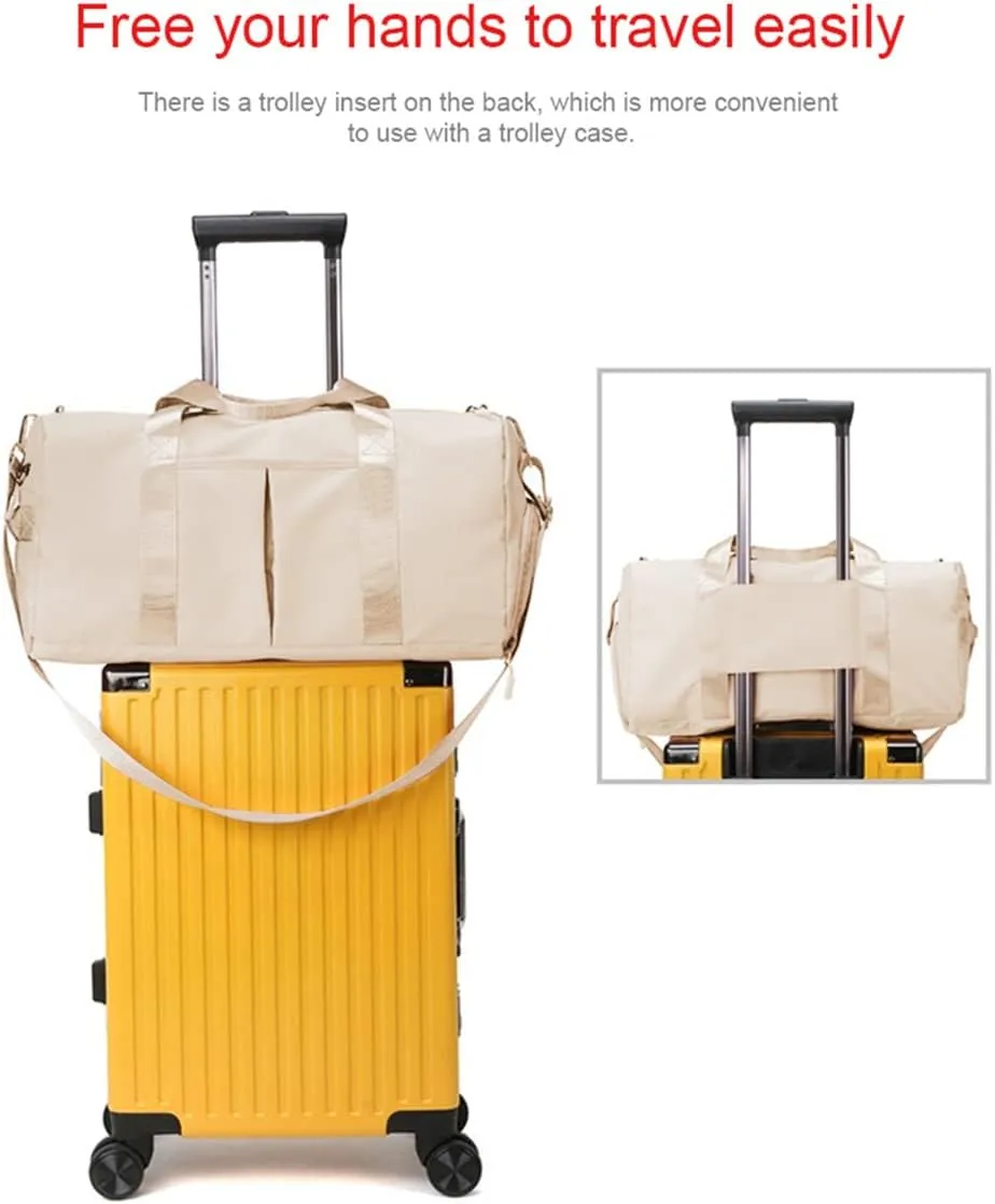 Gym Bag Wet and Dry Sport Bags with Shoe Compartment Travel Bag Waterproof Cute Gym Bag for Women and Men Training Tote Yoga Bag(Beige)